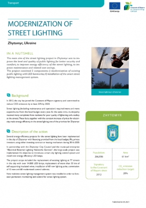 Ukraine, Zhytomyr: Modernization of street lighting