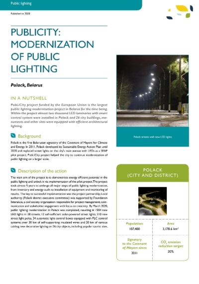 Belarus, Polack: PubLiCity - modernization of public lighting