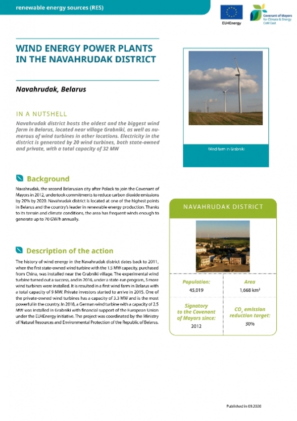 Belarus, Navahrudak: Wind energy power plants in Navahrudak district